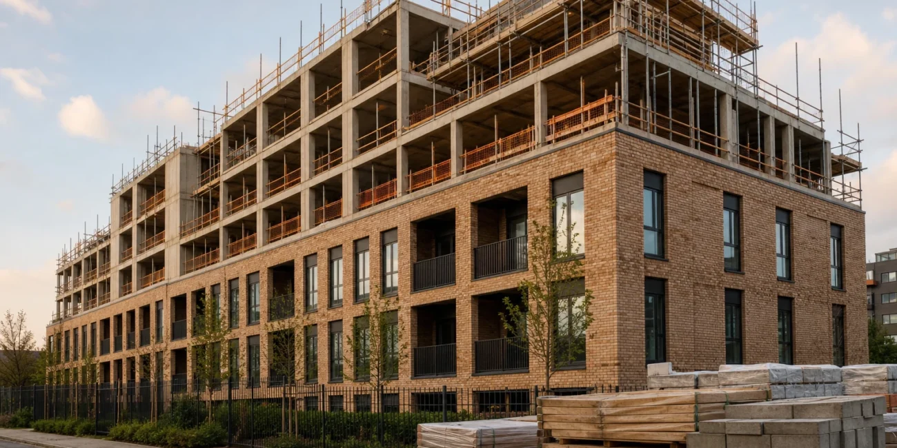 Partially completed UK residential development representing layered mezzanine finance