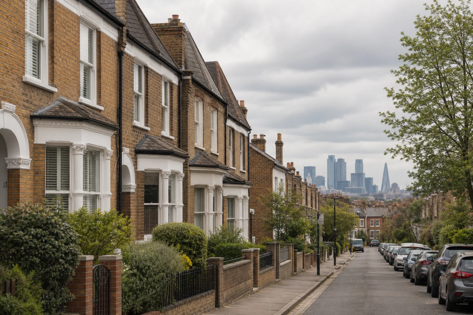 Quiet London residential street representing slower house price growth in the capital