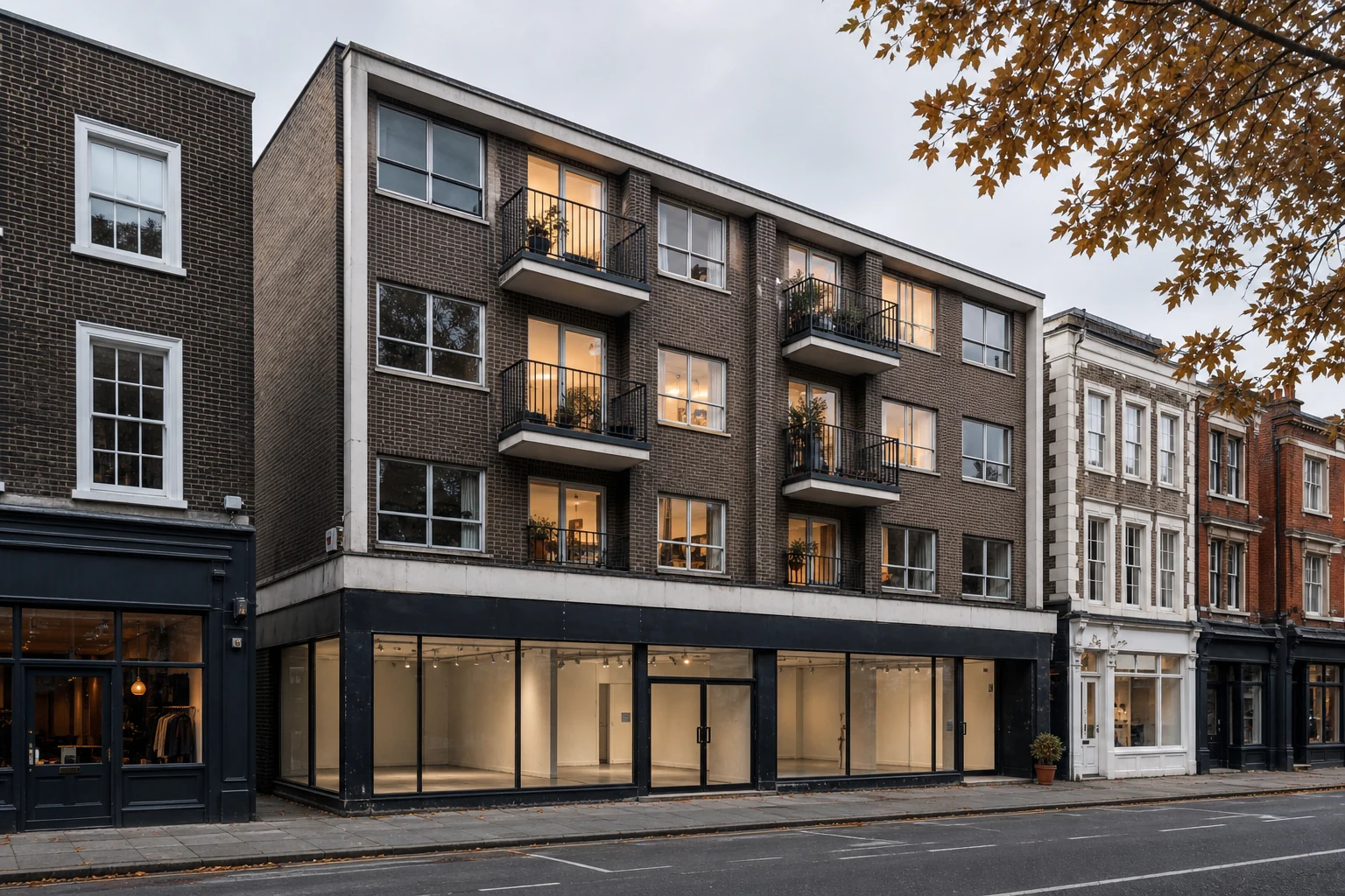 Former high-street commercial building adapted into residential apartments