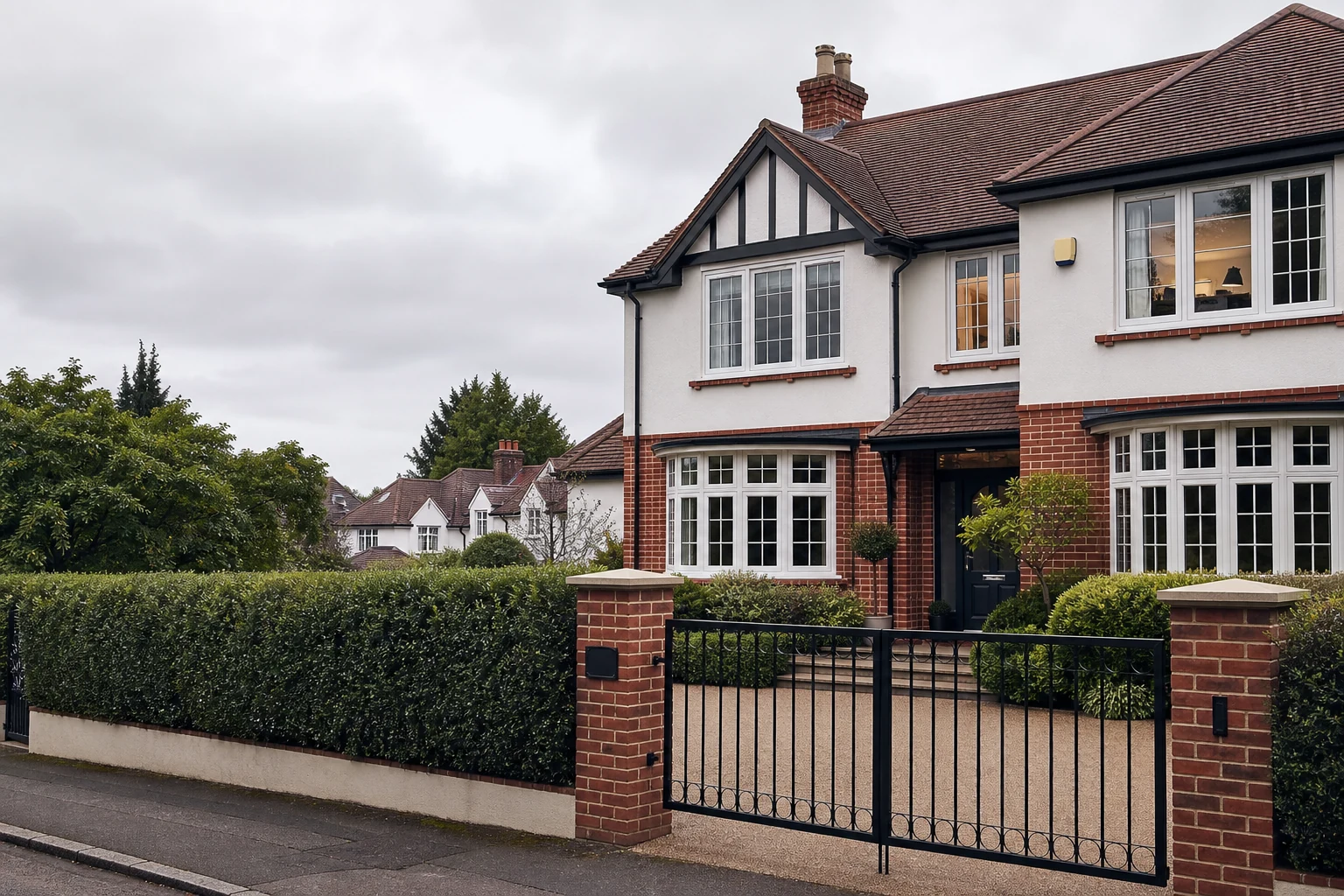 Larger British suburban home with a visible home office during the pandemic property boom