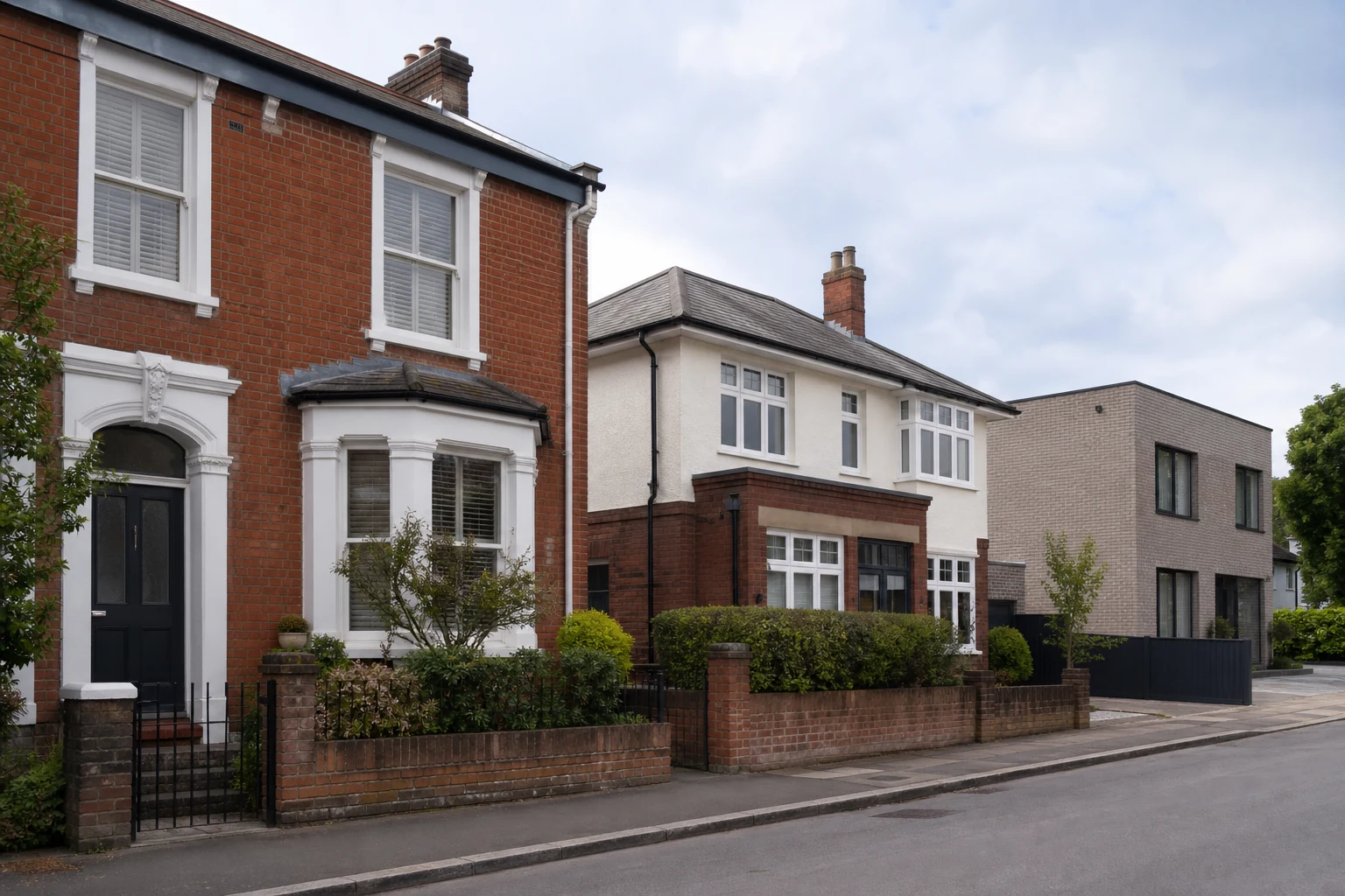Three varied British homes suggesting a growing rental property portfolio